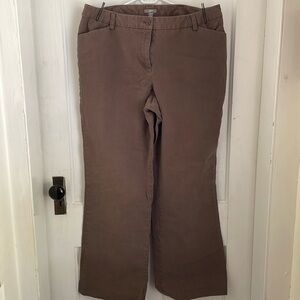 J Jill Stretch Chino Pants Womens Size 14 Classic Flat Zip Front Slacks Brown